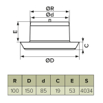 Анемостат d100 мм, с фланцем, R150 мм, Эра, 10АПВП