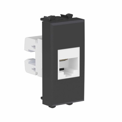 Телефонная розетка RJ-12 без шторки модульная, "Avanti", "Черный матовый", 1 модуль