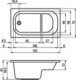 Акриловая ванна Riho PETIT 120х70