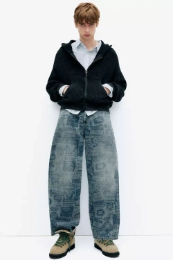 PULL&BEAR Джинсы широкого кроя "Stranger Things", синий