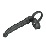 Черная насадка на член для двойного проникновения Tatum с вибрацией