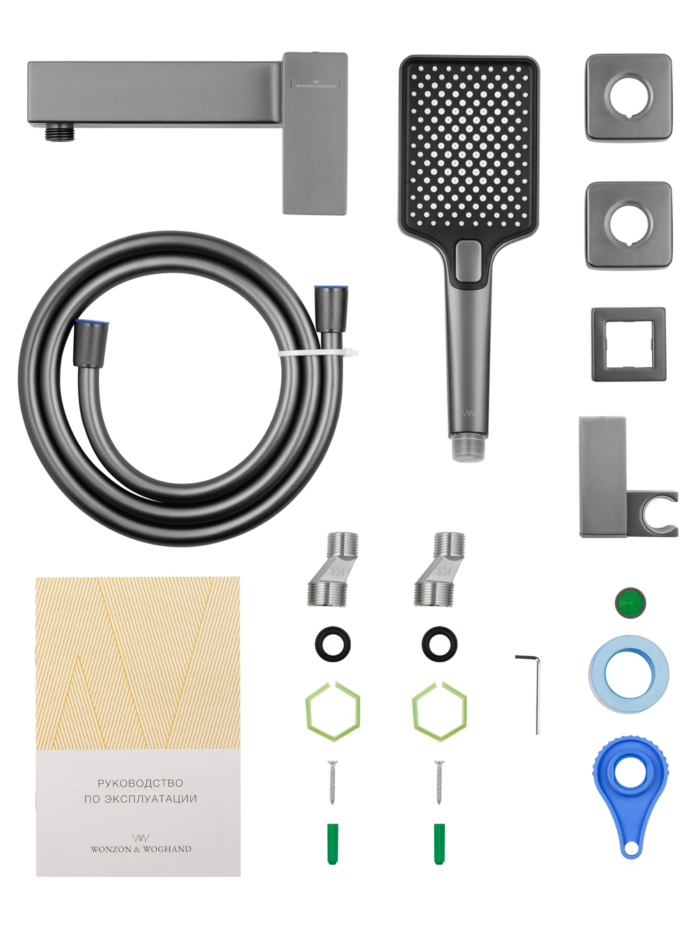 Смеситель для душа WONZON & WOGHAND CUBE 2.0, Темный графит (WW-88048068-BGM)