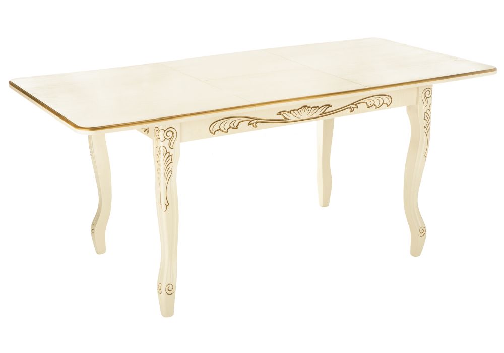 Стол Мауро 129(179)х84х78 патина золото / слоновая кость