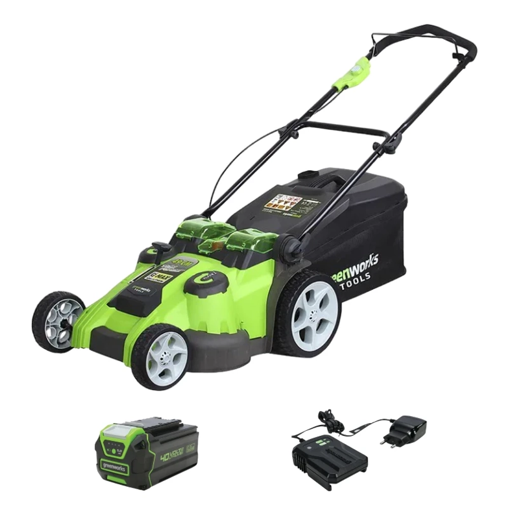 Аккумуляторная газонокосилка Greenworks G40LM49DBK5 40В (1 x 5 Ач, ЗУ) нож 49 см, 2500207UG