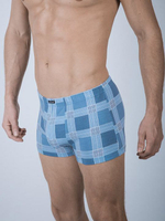 Мужские трусы-боксеры plus size в крупную цветную клетку (Размер: 4X) (Цвет: голубой)