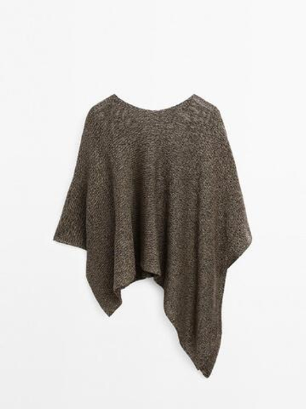 Massimo Dutti Вязаная накидка в крапинку, серый