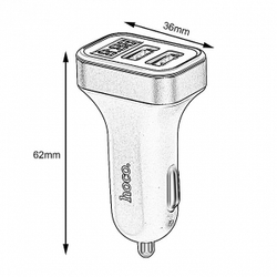 Автомобильное зарядное устройство 2-USB 3.1A +LED Hoco Z3 Белый