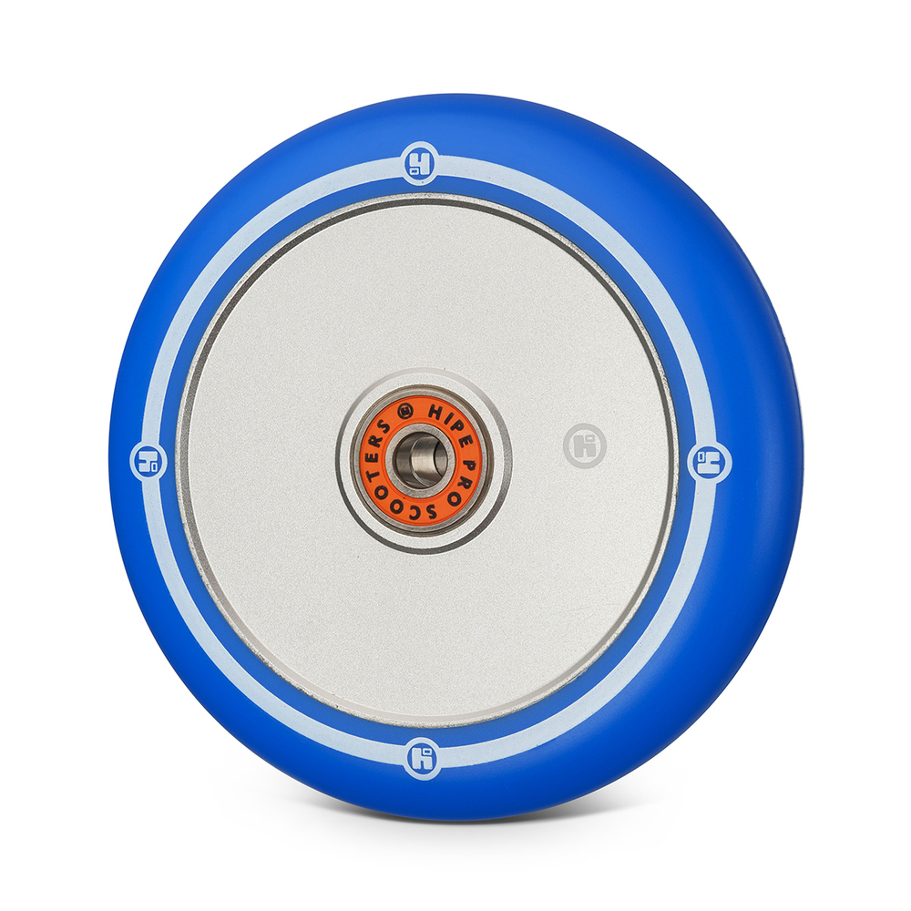 Колесо HIPE Flat Solid logo для трюкового самоката 110 мм, серый/синий