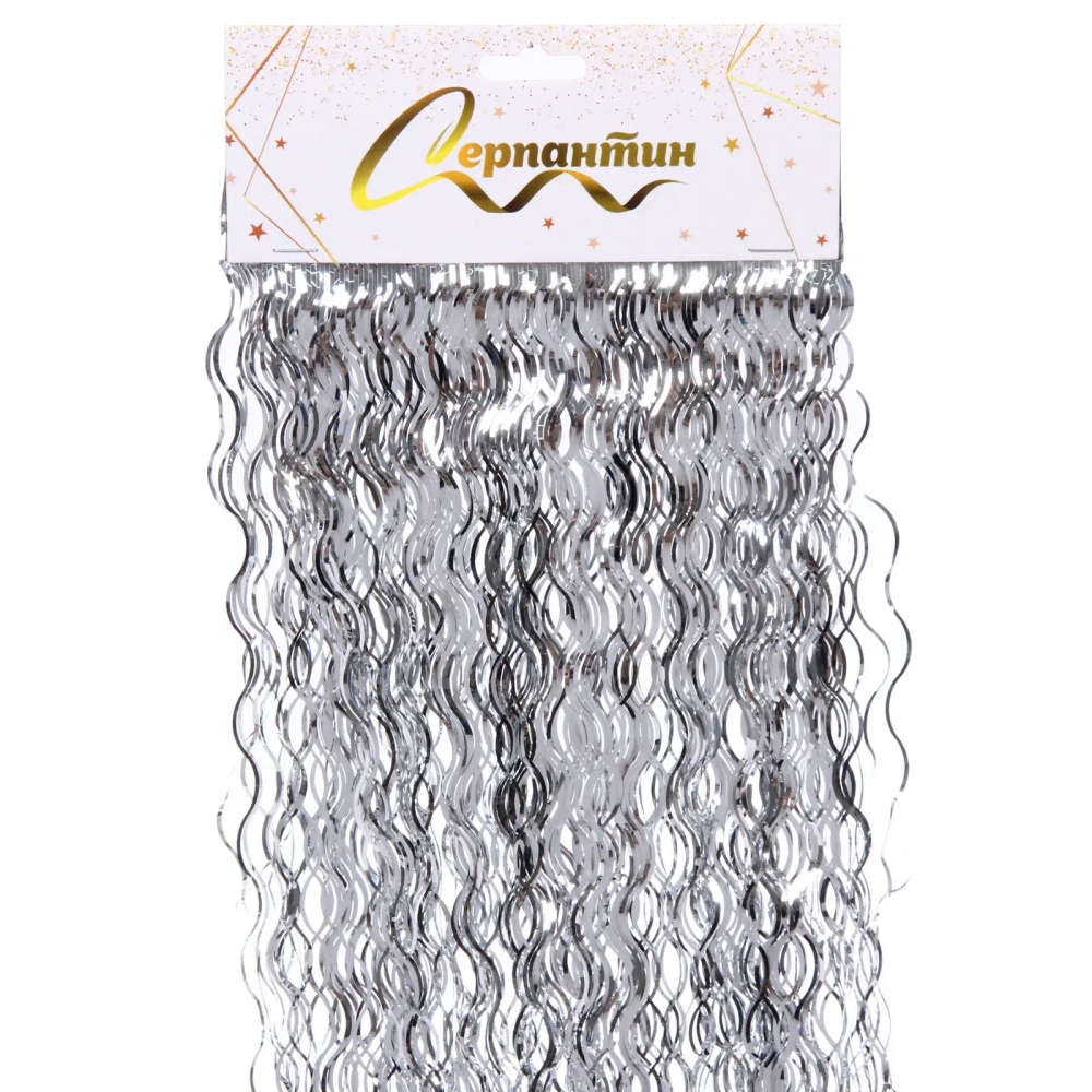 Дождик 50 см «Волны», Серебро