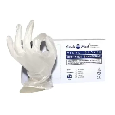 Перчатки виниловые смотровые нестерильные неопудренные SitekMed M 50 пар