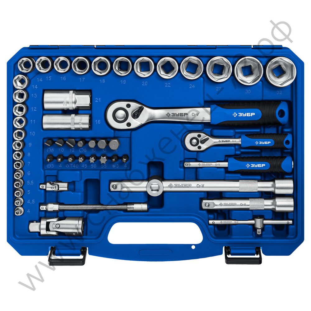 ЗУБР А-82, 82 предм.,(1/2″ + 1/4″), универсальный набор инструмента, Профессионал (27635-H82)