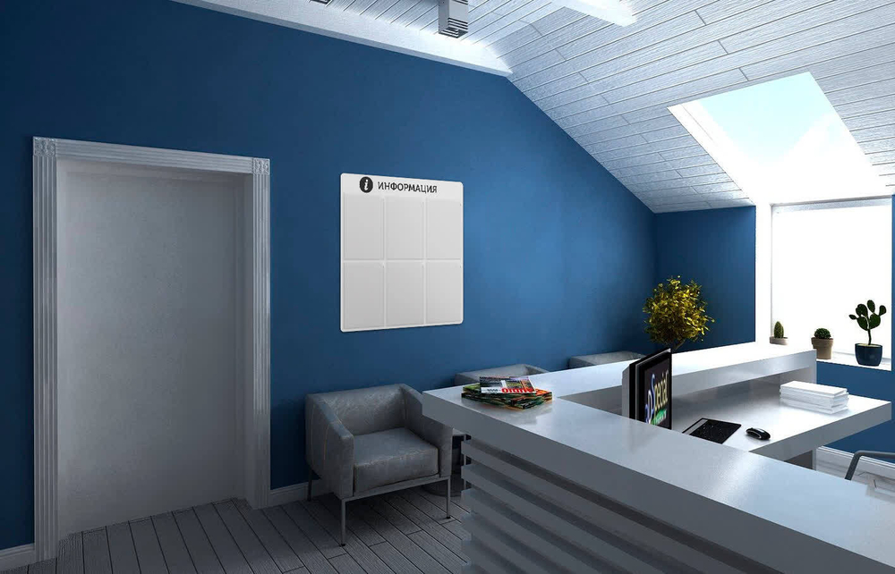 Стенд информационный с 6 карманами, белый, 725х720 мм, серия SIMPLATICA, Айдентика Технолоджи