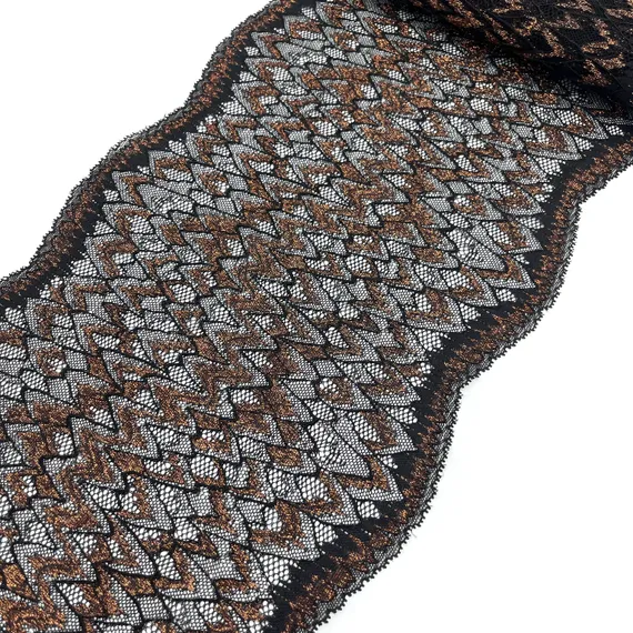 Кружево эластичное черное/люрекс 22 см, Китай