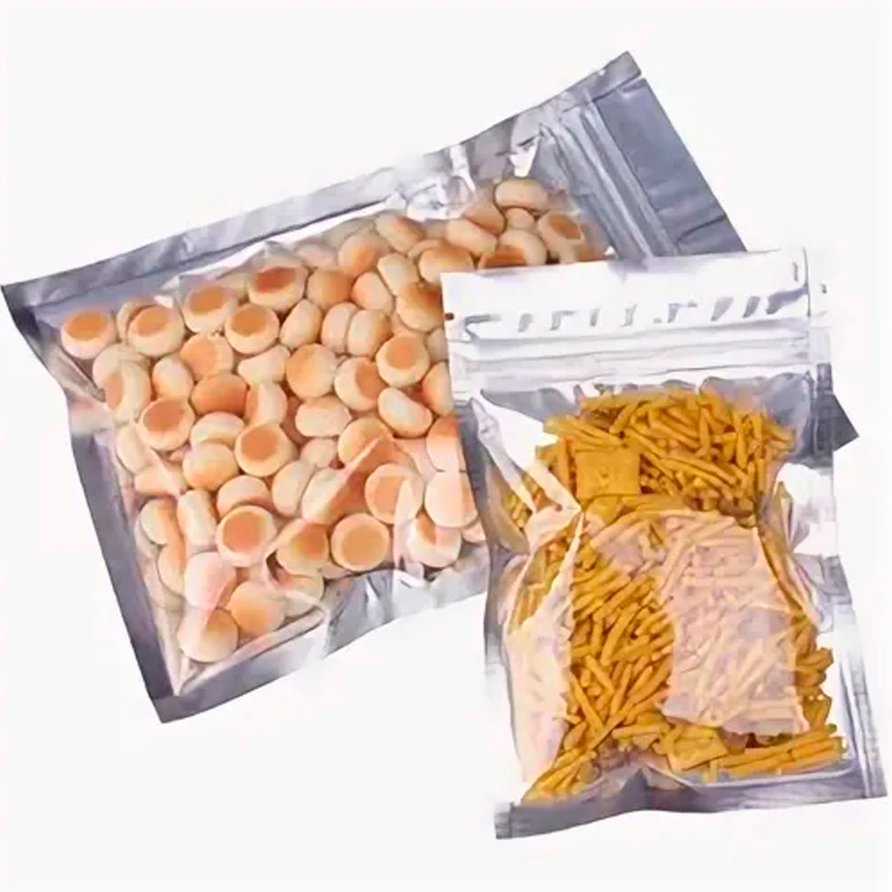 Пакеты пищевые металлизированные с замком Zip Lock и прозрачной стороной