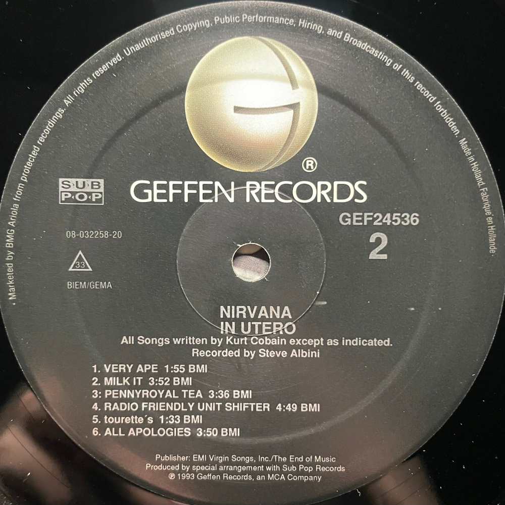 Nirvana ‎– In Utero (Европа 1993г.)