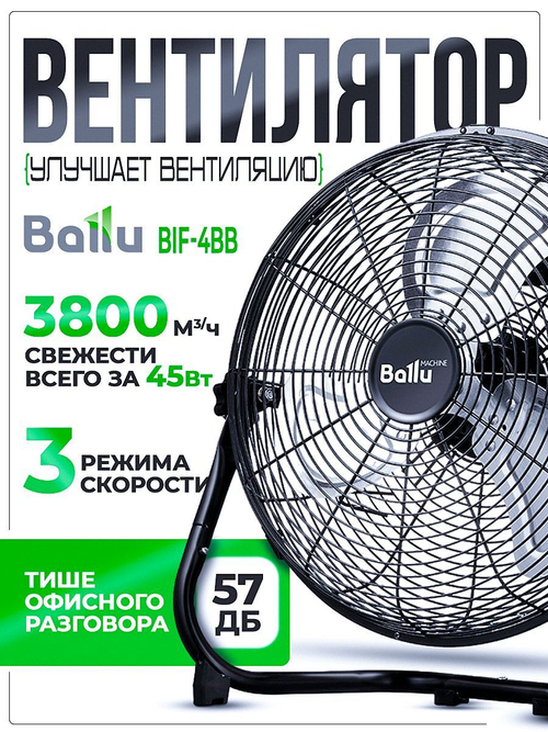 Вентилятор напольный промышленный Ballu-45Вт