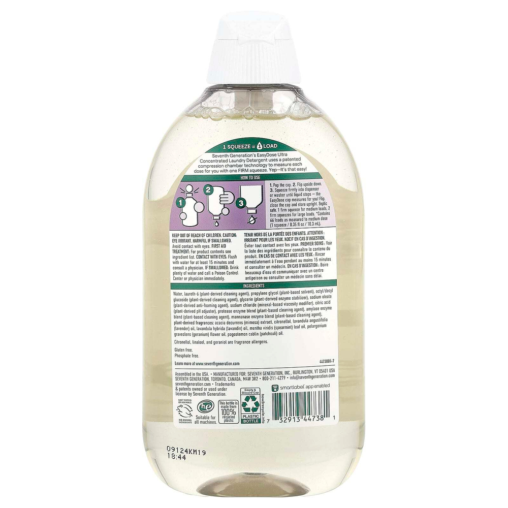 Seventh Generation, Easydose, средство для стирки, со вкусом лаванды, 66 порций, 683 мл (23,1 жидк. унц.)