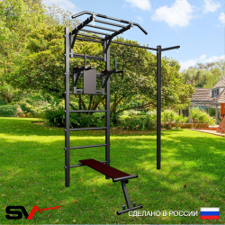 Уличная шведская стенка Sv Sport с комплектом турник прямой У464 (Турник-Рукоход/Брусья/Скамья/Кронш бокс)