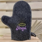 Варежка банная с вышивкой «Angel», цвет серый, без упаковки