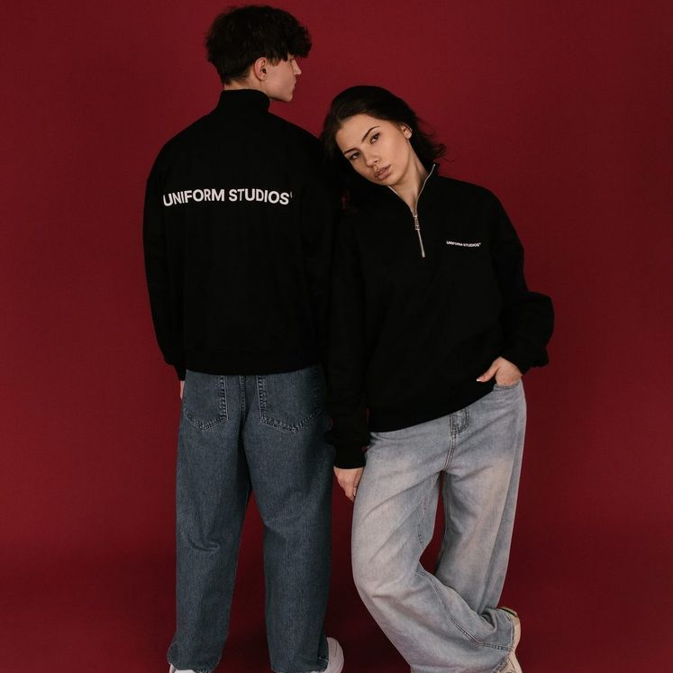 Cвитшот UNIFORM Half-zip Heavy STUDIOS, черный