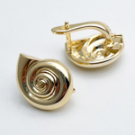 Ювелирные швензы Аммонит с позолотой, размер 16*12 мм, цена за пару