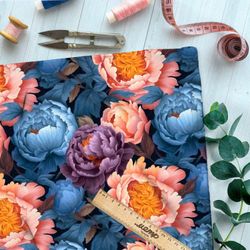 Ткань премиум таффета яркий ночной цветочный хор