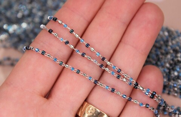 Цепь голубые бусины 2 мм