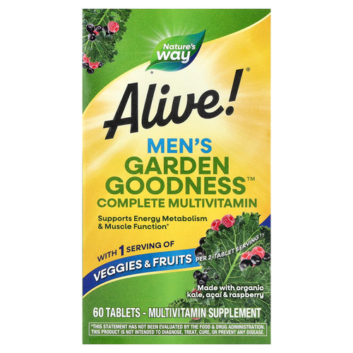 Nature's Way, Alive!® Garden Goodness™, мультивитаминный комплекс для мужчин, 60 таблеток