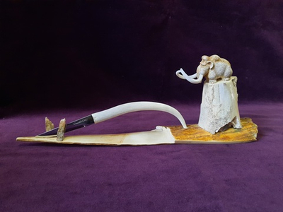 Нож для бумаги "Ледниковый период", бивень мамонта, рог лося