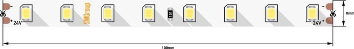 Светодиодная лента SWG 7,2W/m 80LED/m 2835SMD холодный белый 5M 003594