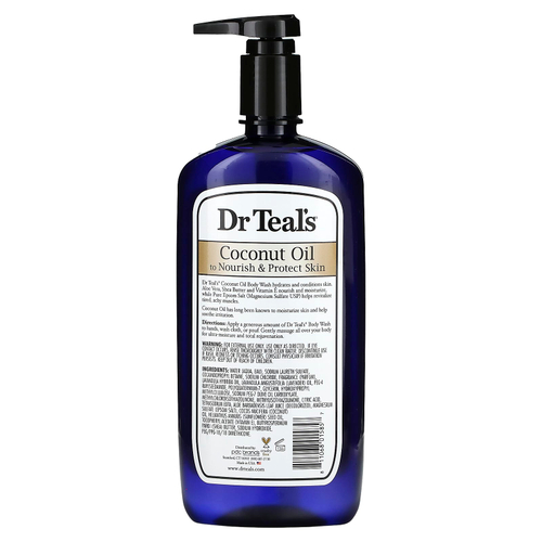 Dr. Teal's, гель для душа, с чистой английской солью, кокосовым маслом, 710 мл (24 жидк. унции)