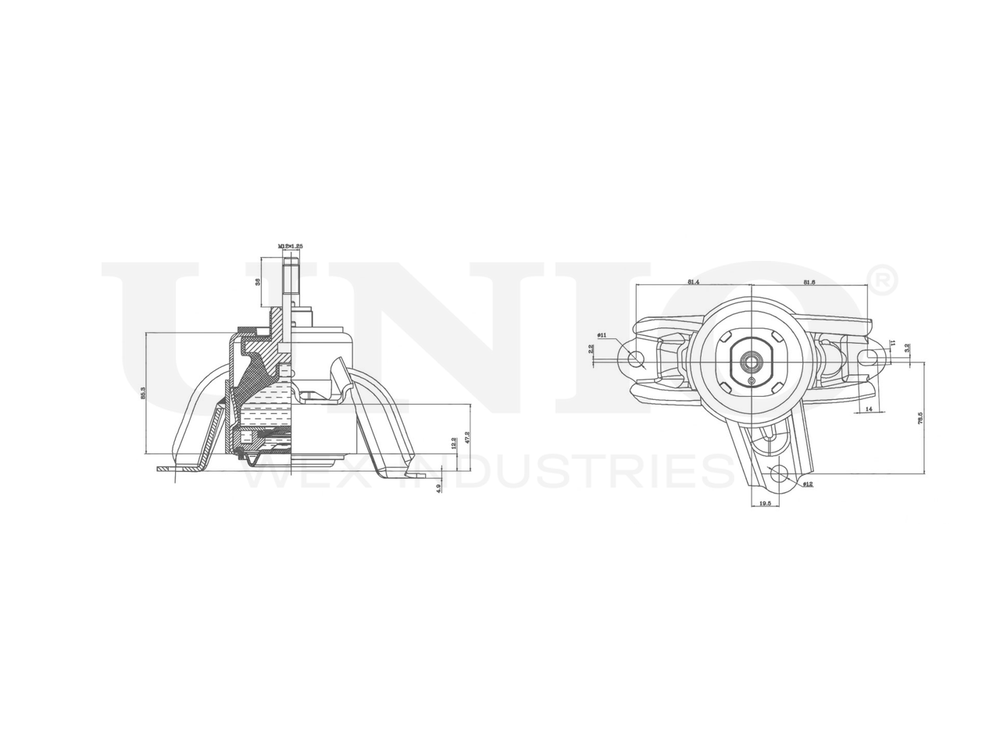 Опора двигателя передняя правая UNIO RMP-15026