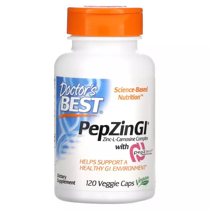 Цинк-L-карнозин, PepZin GI, Zinc-L-Carnosine, Doctor&#39;s Best, 120 вегетарианских капсул