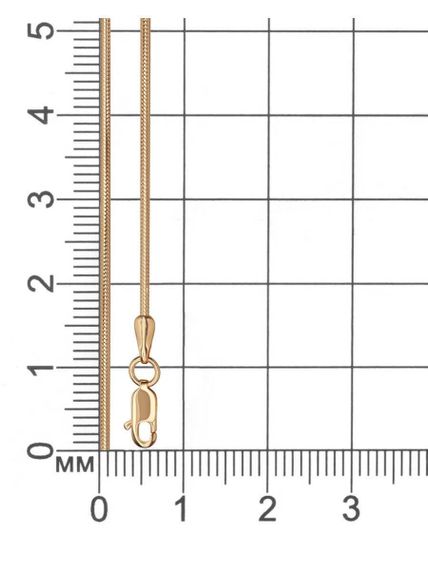 Фото цепочка на шею снейк серебро с позолотой 9262 на размерной сетке