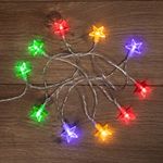 Гирлянда светодиодная Звездочки 1,5 м, 10 LED, прозрачный ПВХ, цвет свечения мультиколор, 2 х АА (ба