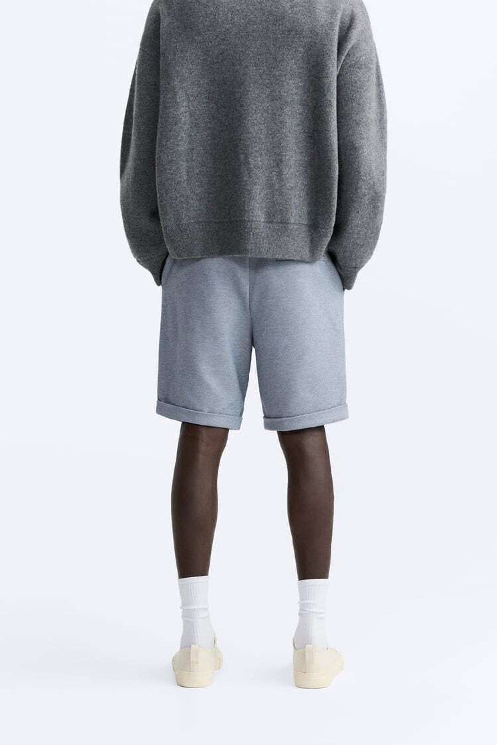 ZARA ШОРТЫ КОМФОРТНОЙ ПОСАДКИ, ГОЛУБОЙ С МЕЛАНЖЕВЫМ ЭФФЕКТОМ