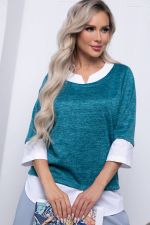Джемпер "Нежный акцент" Б7252 (зеленое море) LT Collection (Акция)