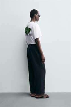 ZARA ФУТБОЛКА С КОНТРАСТНЫМИ ПРИНТАМИ, БЕЛЫЙ