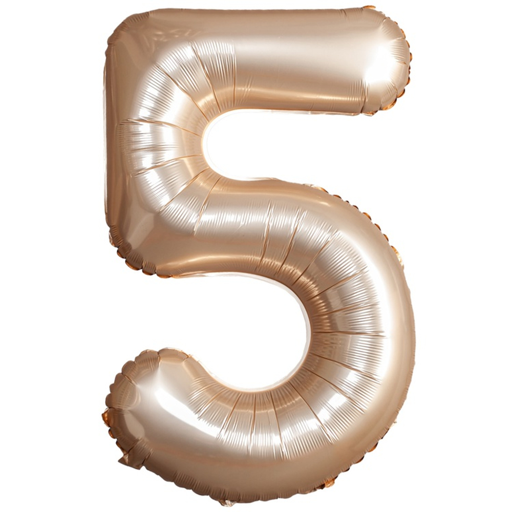 Шар фольгированный Цифра 5 101 см (Золотой)