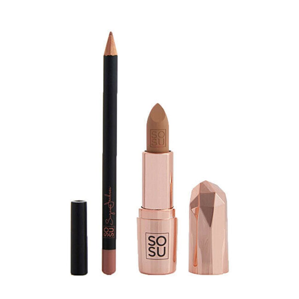 Let Them Talk Nudist Lip Kit with Lipstick and Contour Pencil (Lip Kit)
