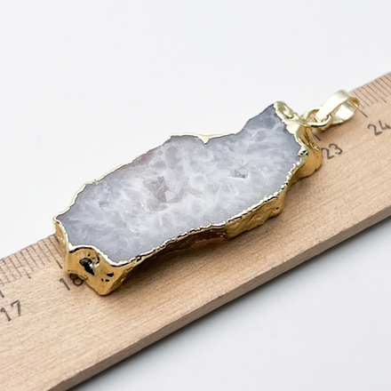 Срез агата в оправе, подвеска, размер камня 46*21 мм, цена за 1 шт