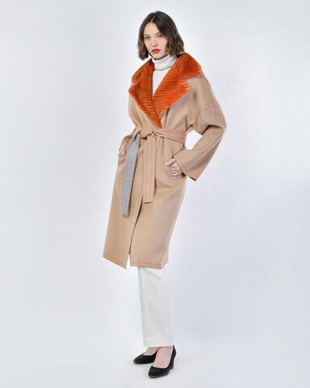 Пальто кашемировое с отделкой из меха норки