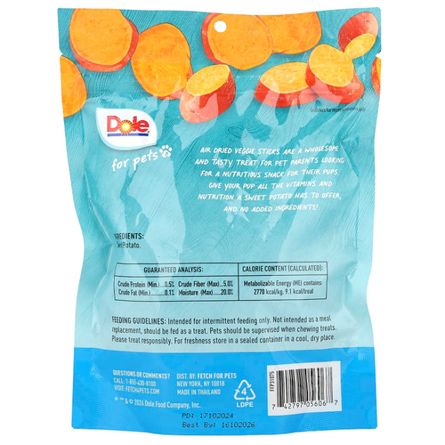 Dole for Pets, палочки из сушеного батата, 170 г (6 унций)