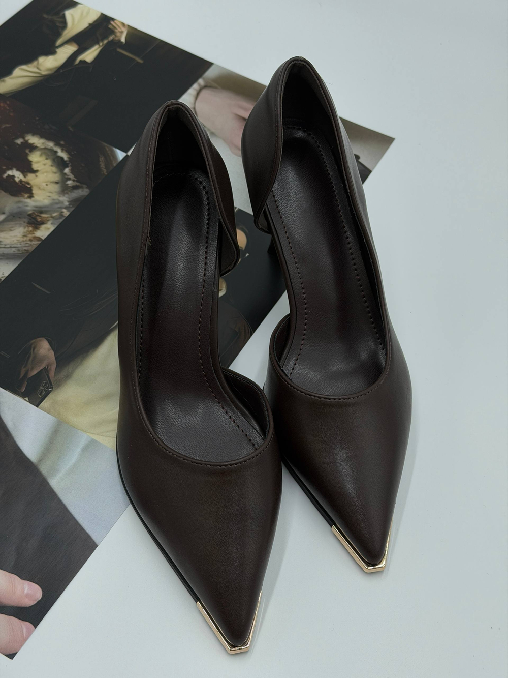 Туфли женские экокожа арт. 193-4 цвет "коричнево-бордовый"