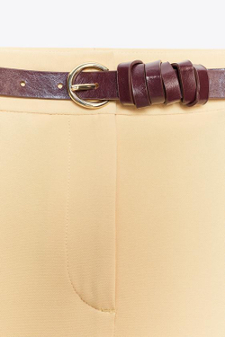 ZARA БРЮКИ-КЮЛОТЫ С РЕМНЕМ, СВЕТЛО-БЕЖЕВЫЙ