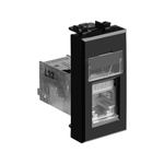 Компьютерная розетка RJ-45 модульная, кат.6 экранированная, "Avanti","Черный квадрат", 1 модуль