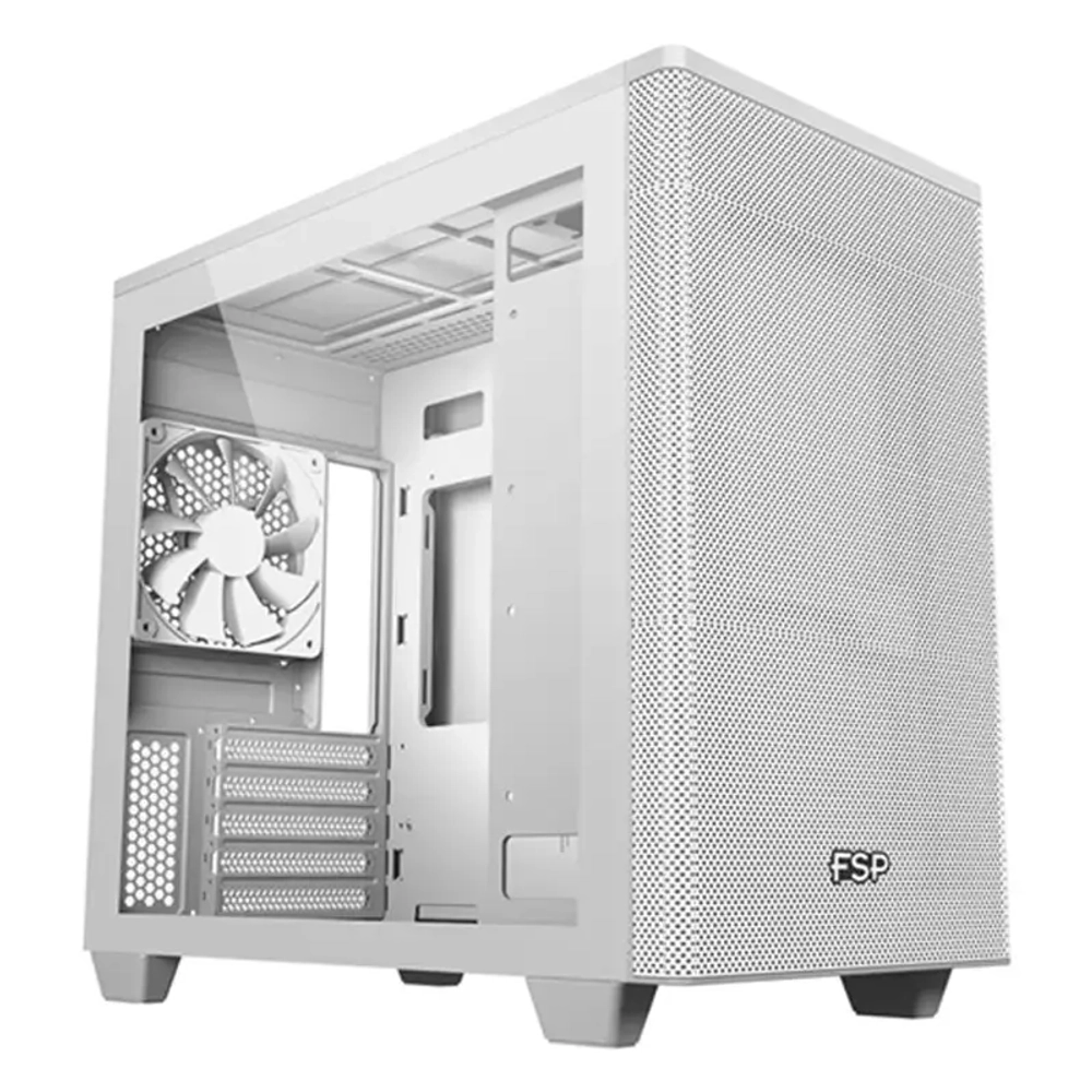Компьютерный корпус FSP CST360W, Без БП, 2xUSB3.0/1xType-C, 2xFAN120, Tempered Glass, White, mATX