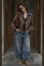 Куртка-косука комбинированная с кожей