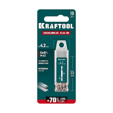 KRAFTOOL DOUBLE Сo-8 4.2х55мм, Сверло двухстороннее по металлу, сталь M42(+8%Co), класс А (29654-4.2-10)