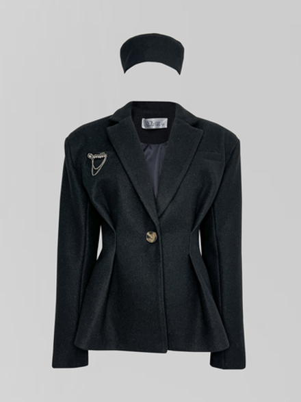 Пальто-пиджак AS`Kins 232 приталенное с беретом в комплекте